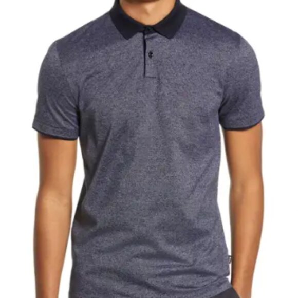 HUGO BOSS Pitton Fineliner Slim Fit Polo in Navy - Picture 1 of 4